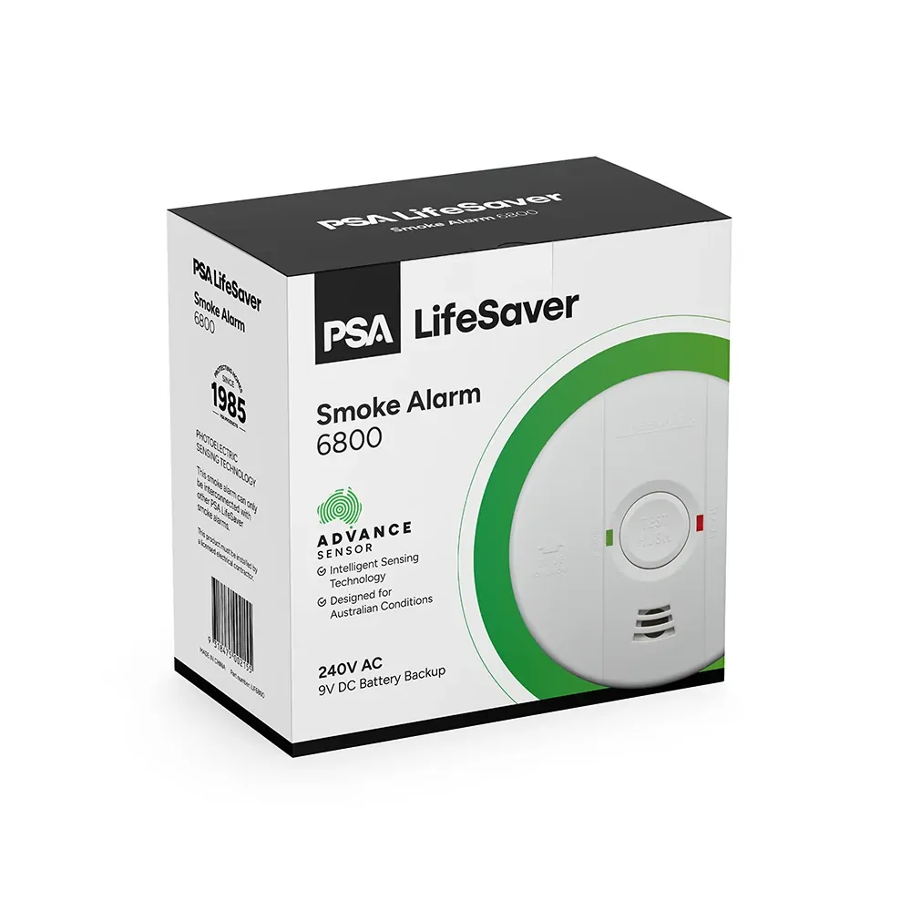 PSA Lifesaver LIF6800 240V Photoelectric Smoke Alarm, 9V Battery Backup